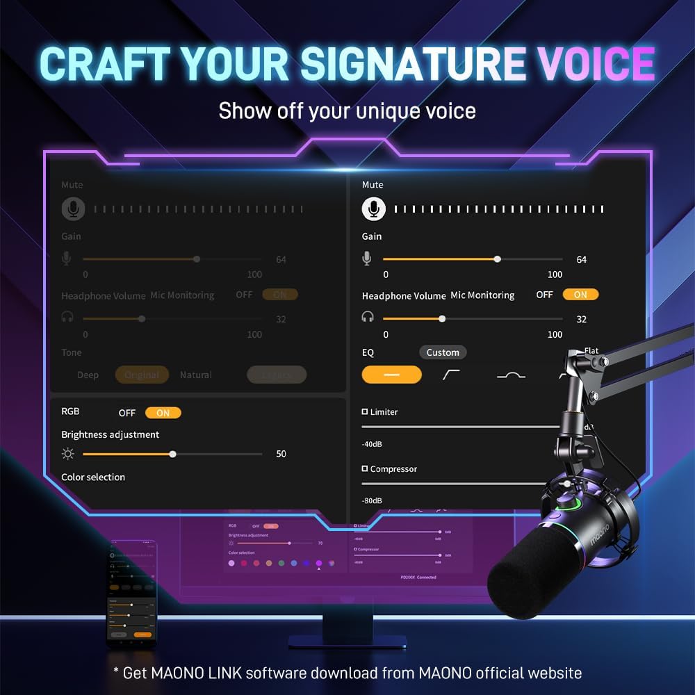 MAONO Link 軟體介面，用於聲音客製化