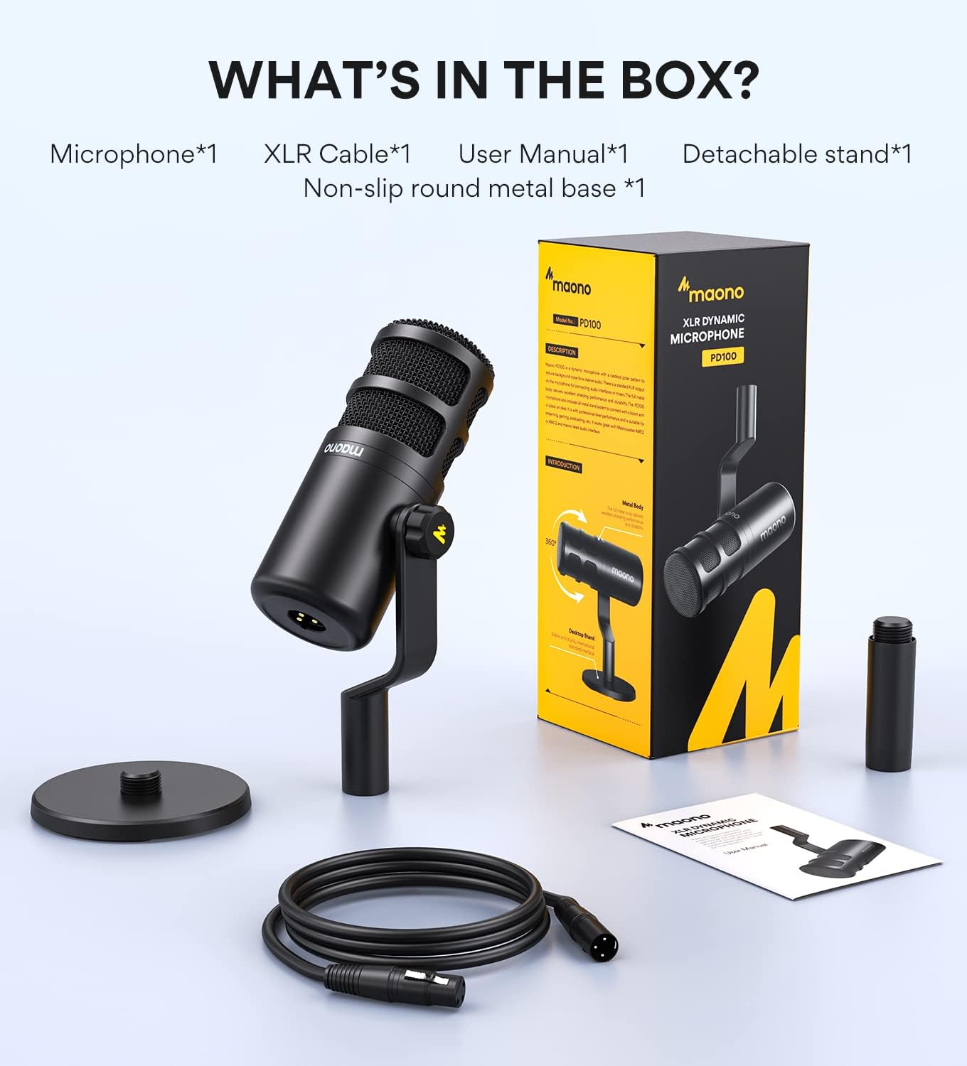 MAONO PD100 XLR播客麥克風套裝內容