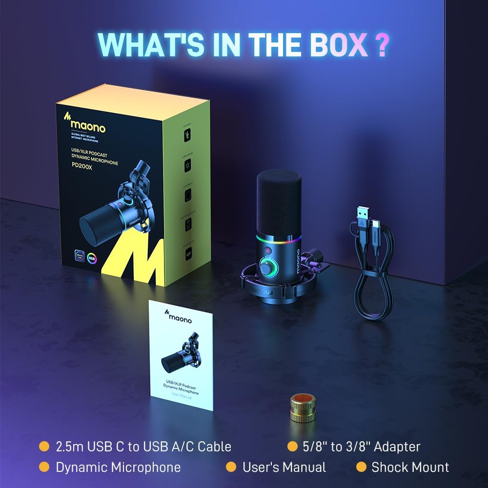 MAONO PD200X 包裝盒內物品